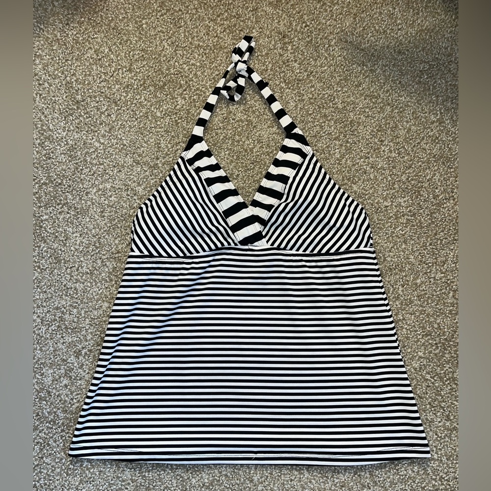 2015 Mossimo - Y2K Black & white striper v-neck tie halter top